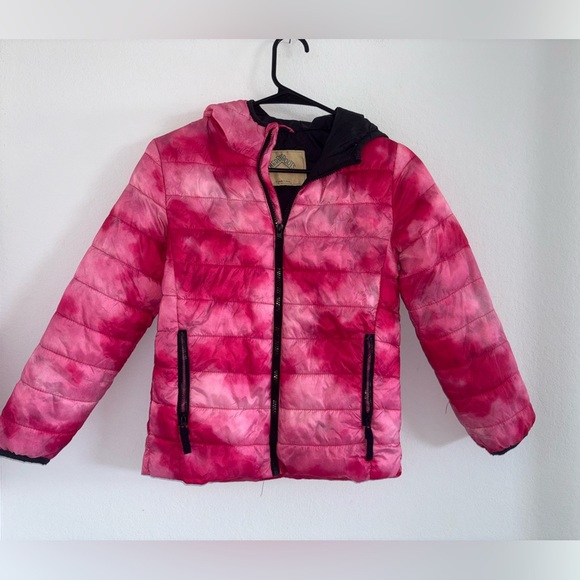 Kids Puffer Jacket Pink Tie Dye - Picture 12 of 12